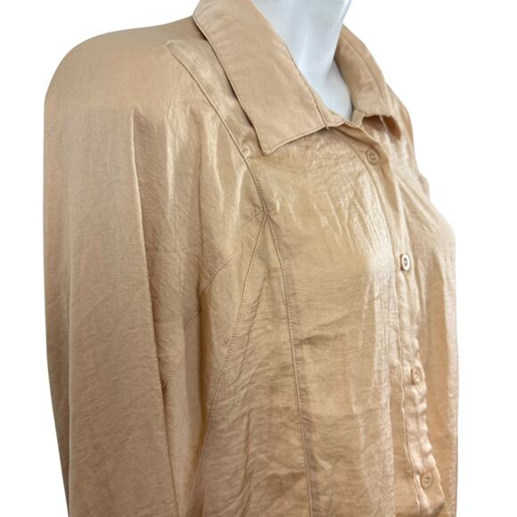 Davi & Dani Womens Satin Balloon Long Sleeve Button Up Collared Shirt Top sz M - Picture 4 of 16
